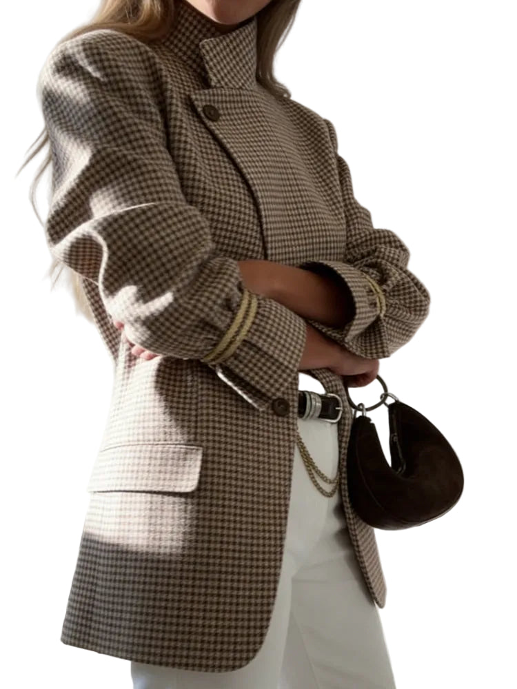 Shiori - Vintage Καρό Σακάκι με Δομή (Vintage Plaid Structured Blazer)