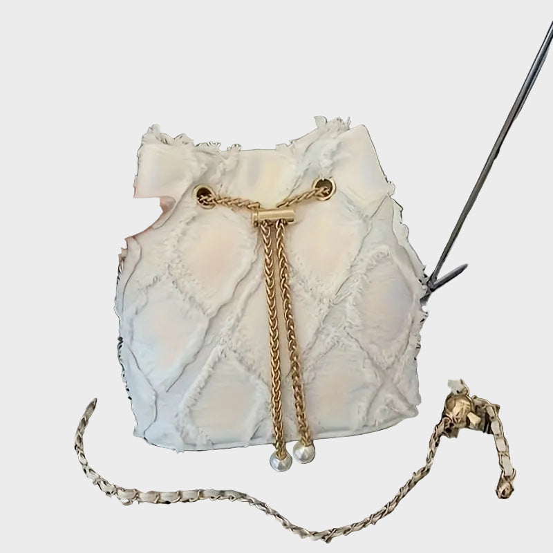 Capri Τσάντα Bucket με Πέρλες και Ξέφτια (Pearl Frayed Bucket Bag)