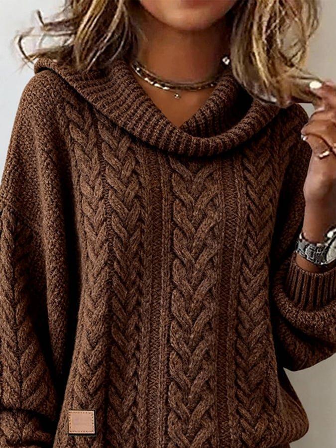 Leslie | Καφέ Oversized Πλεκτή Μπλούζα (Plain Knit)