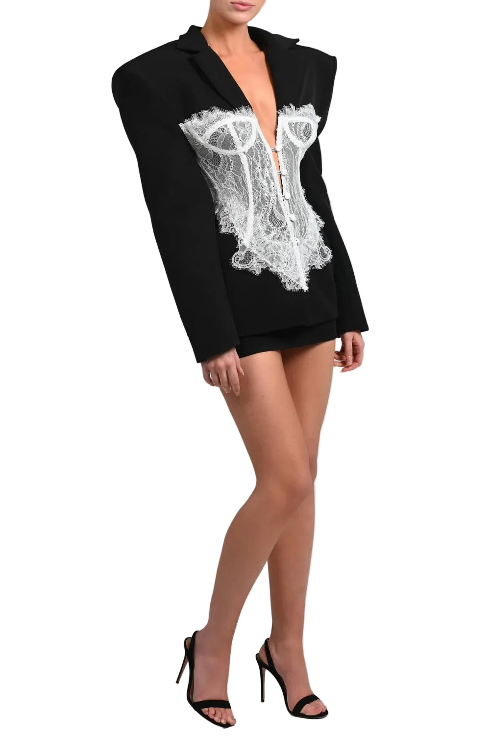 Alvera - Μαύρο Σακάκι Κορσές με Δαντέλα (Lace Corset Blazer - Black)