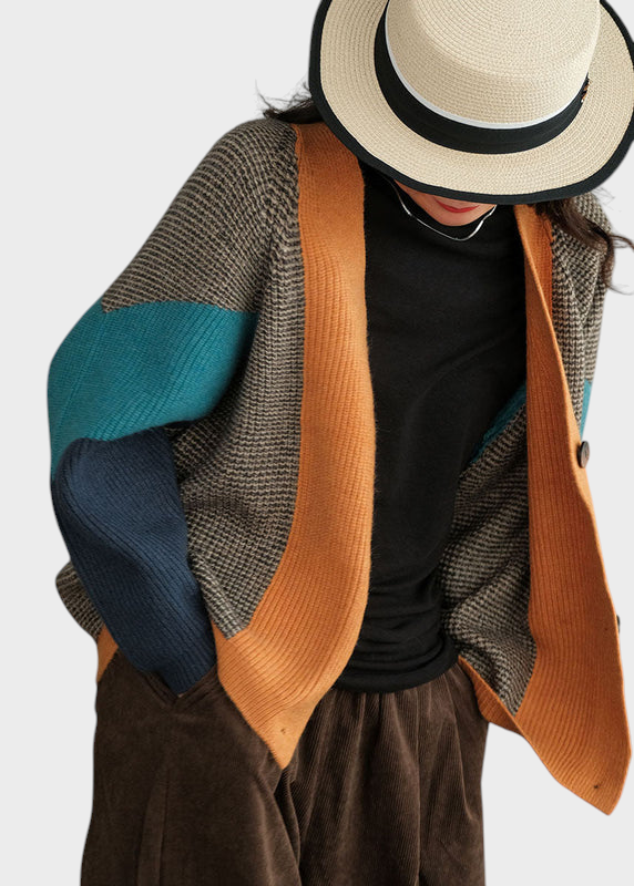 Phoibe | Καλλιτεχνικό Colorblock Oversized Πάτσορκ Πλεκτό Καρντάν Χειμώνας