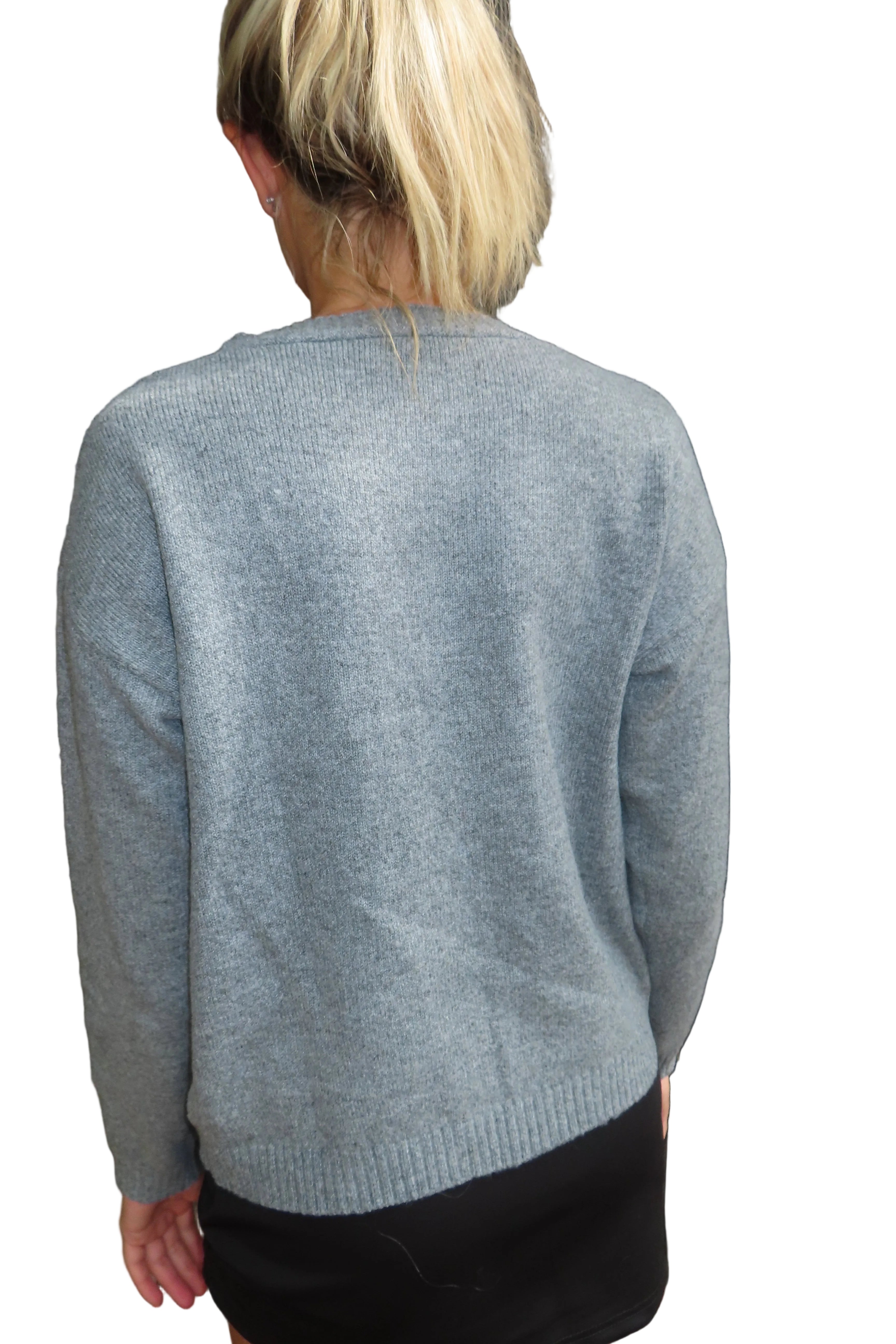 Alexa | Γκρι Άνετο Πλεκτό με Δέσιμο Μπροστά (Cozy Grey Tie-Front Knit Sweater)