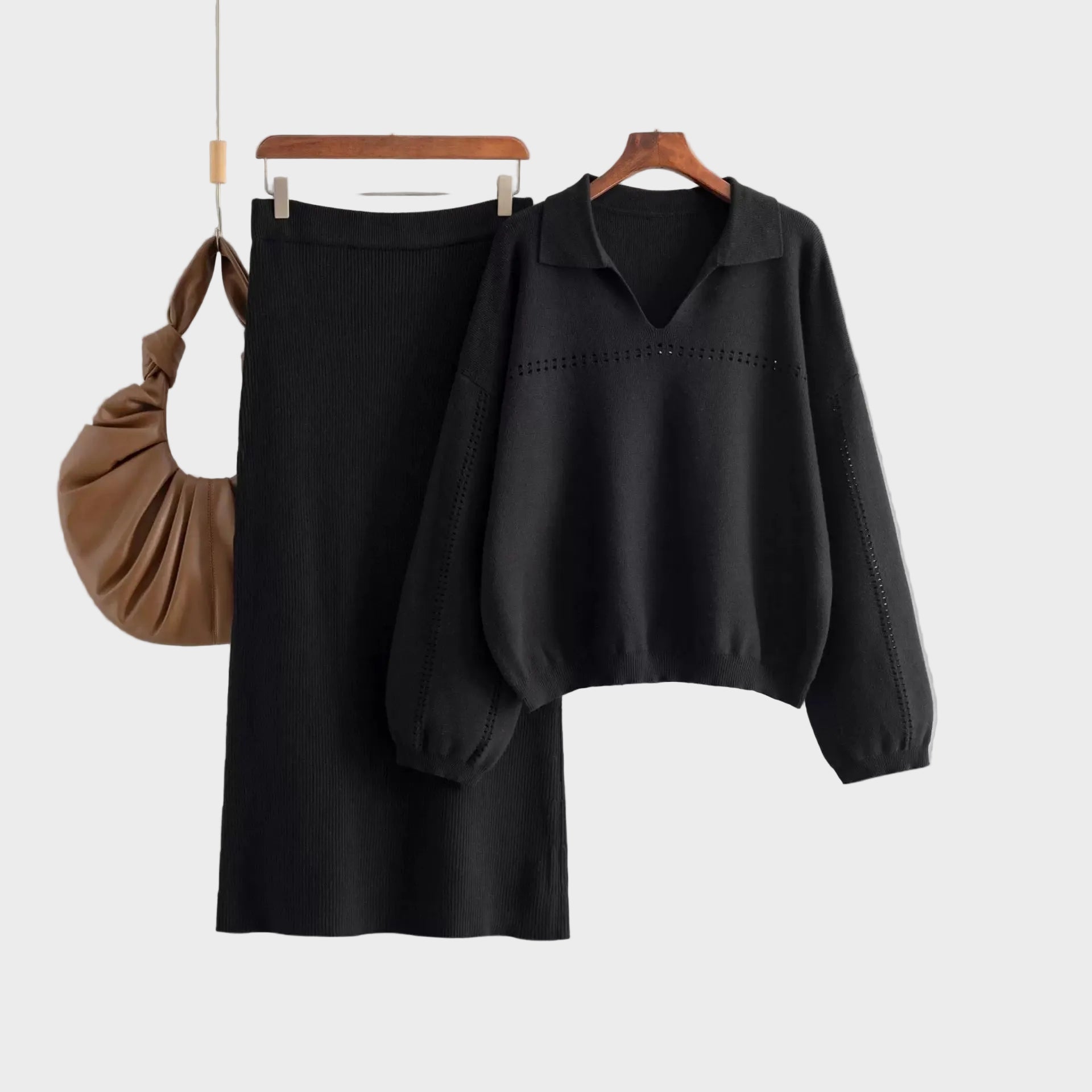Aster -Σετ Coord από μαλλί Premium - Πουλόβερ με φούστα (Premium Woolen Coord Set - Sweater with Skirt)