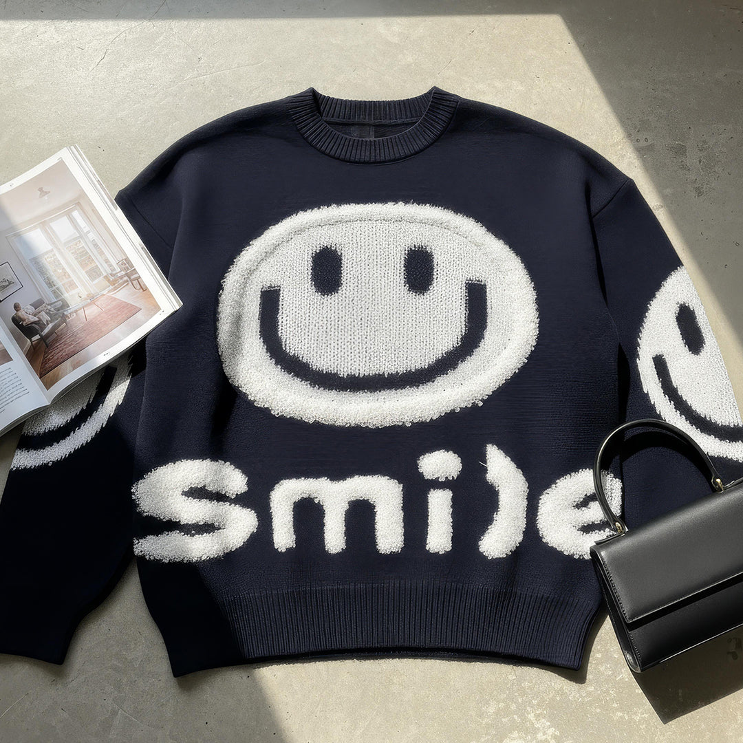 Paula - Oversized Χνουδωτό Πουλόβερ Smile (Oversized Fuzzy Smile Sweater)