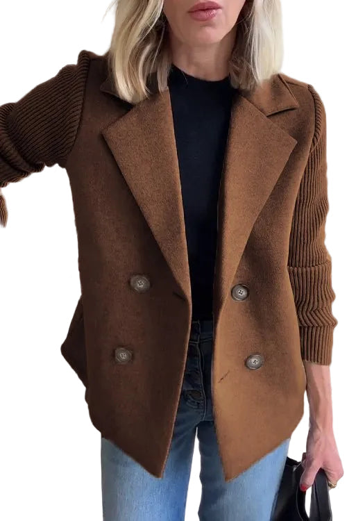 Amora - Κομψό Σακάκι με Πλεκτά Μανίκια (Elegant Knit-Sleeve Blazer)