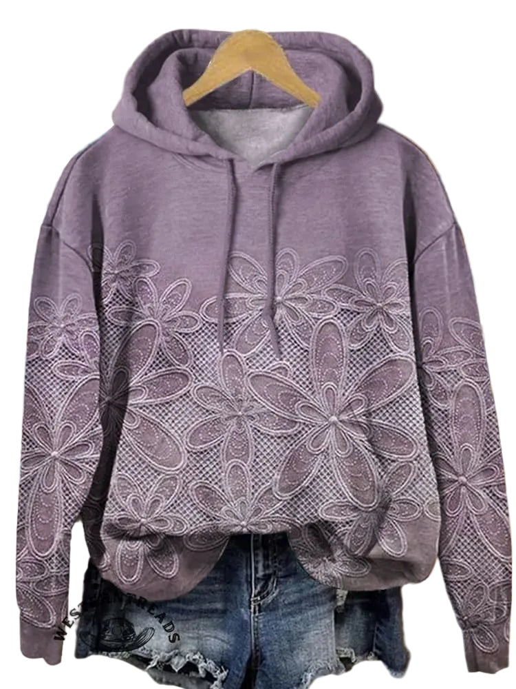 Ananya - Vintage Floral Art Print Casual Φούτερ (Vintage Floral Art Print Casual Sweatshirt)
