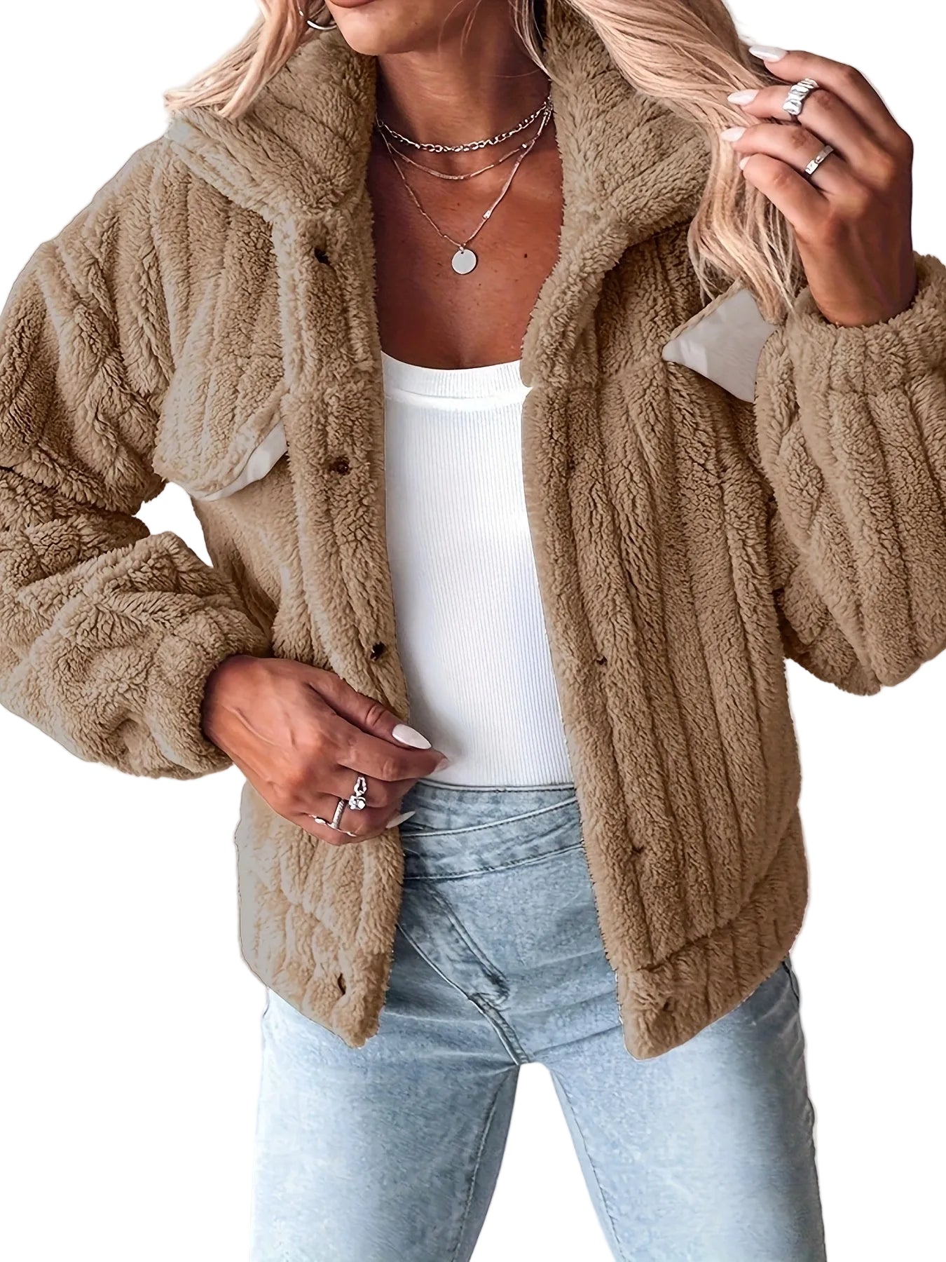 Amira - Πλεκτό Fleece Sherpa (Ribbed Fleece Sherpa)