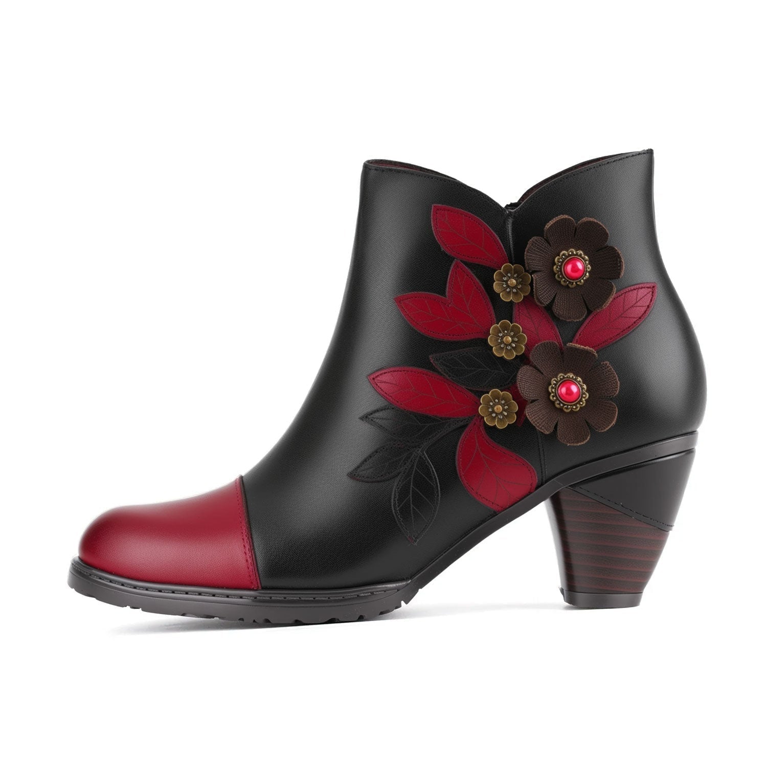 Brooklyn - Retro Boho Floral Charm Μποτάκια (Retro Boho Floral Charm Ankle Boots)