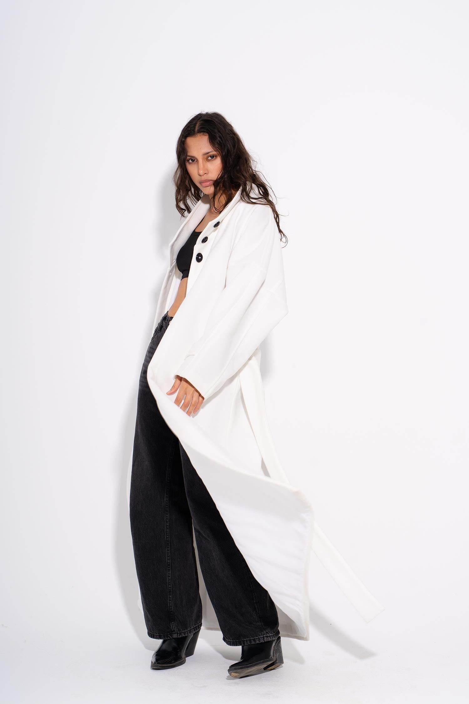 Kathy -Kathy - Μάλλινο Παλτό με Κουμπιά - Λευκό (Kathy - Buttoned Wool Coat - White)