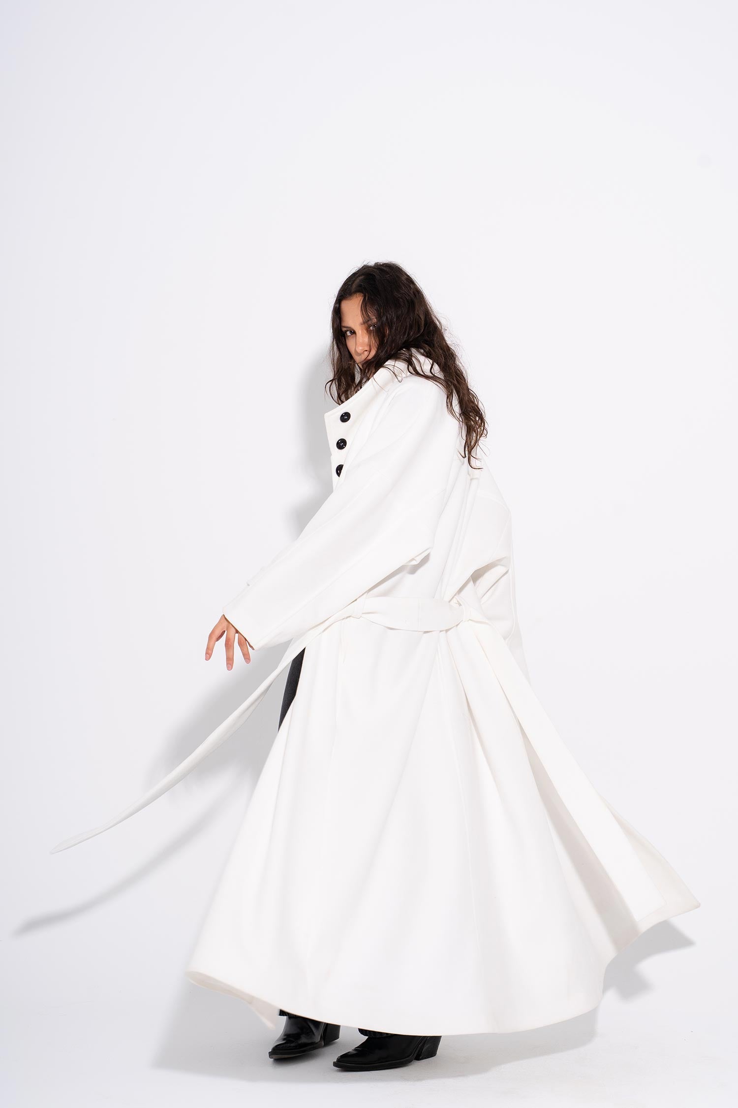 Kathy -Kathy - Μάλλινο Παλτό με Κουμπιά - Λευκό (Kathy - Buttoned Wool Coat - White)
