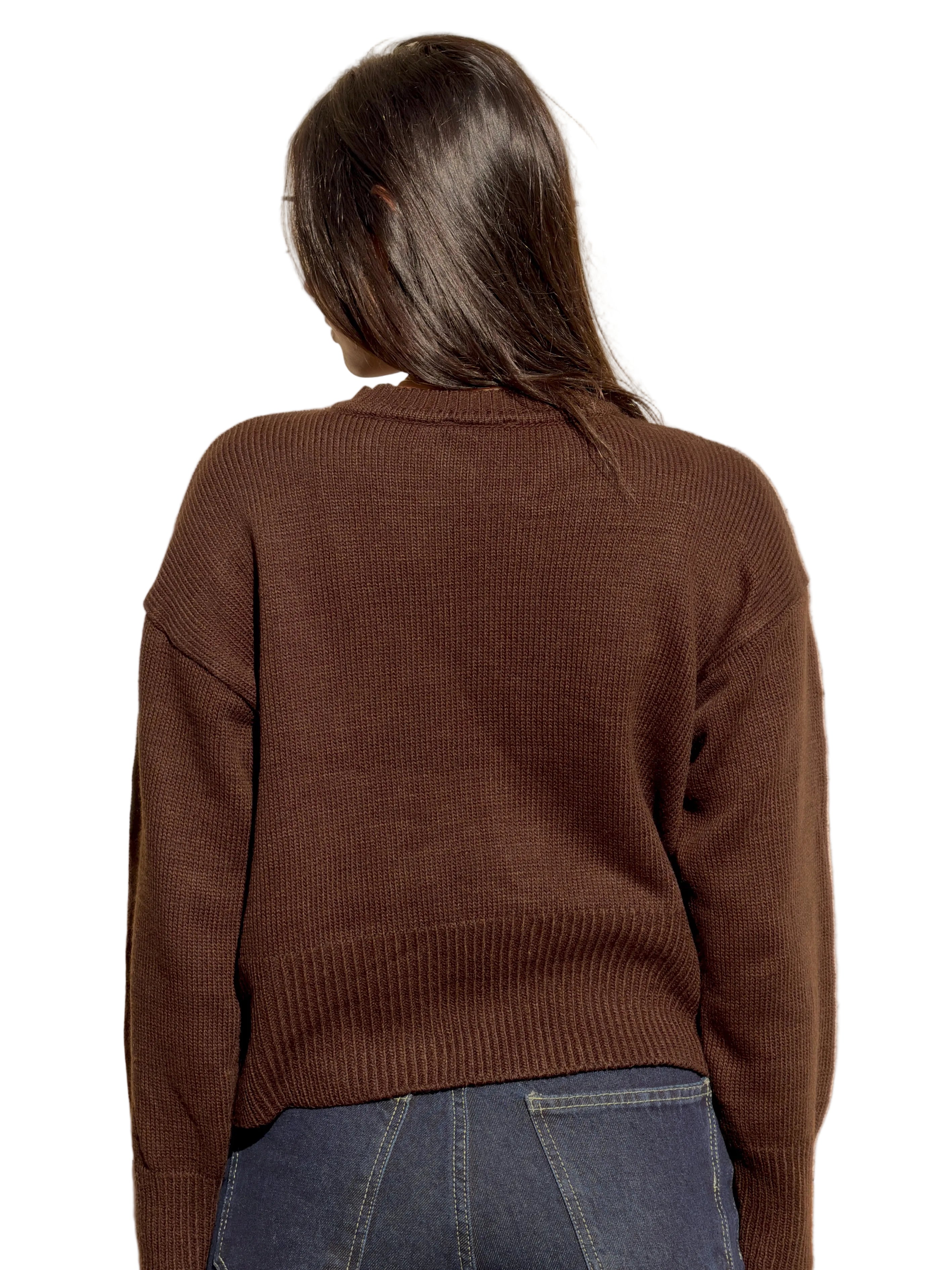 Georgina - Καφέ Πλεκτή Ζακέτα με Κουμπιά (Brown Buttoned Knit Cardigan)