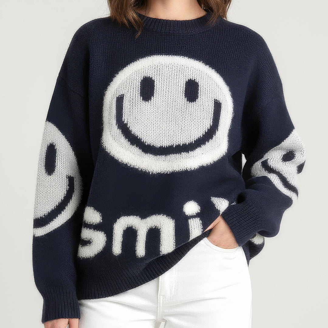 Paula - Oversized Χνουδωτό Πουλόβερ Smile (Oversized Fuzzy Smile Sweater)