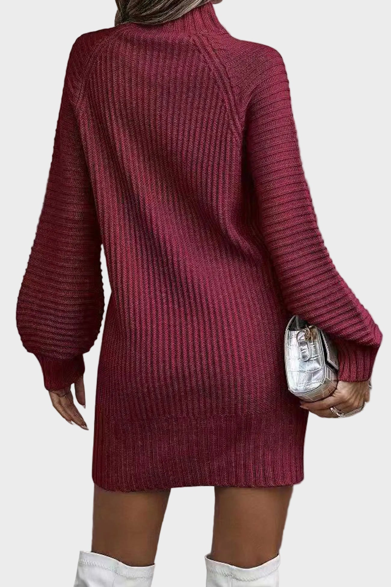 Tina - Μονόχρωμο Πλεκτό Φόρεμα Ζιβάγκο (Turtleneck Solid Sweater Dress)