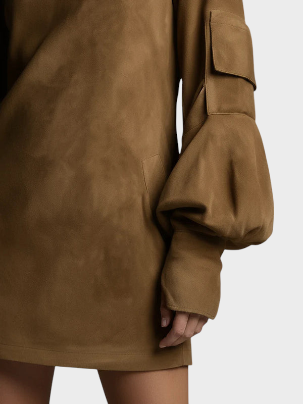 Amethyst | Φόρεμα Mini από Suede με Χαλαρή Εφαρμογή