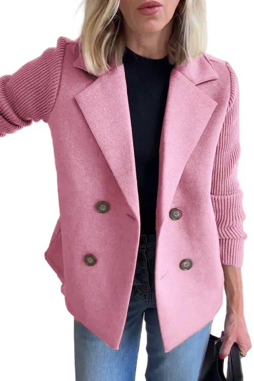 Amora - Κομψό Σακάκι με Πλεκτά Μανίκια (Elegant Knit-Sleeve Blazer)