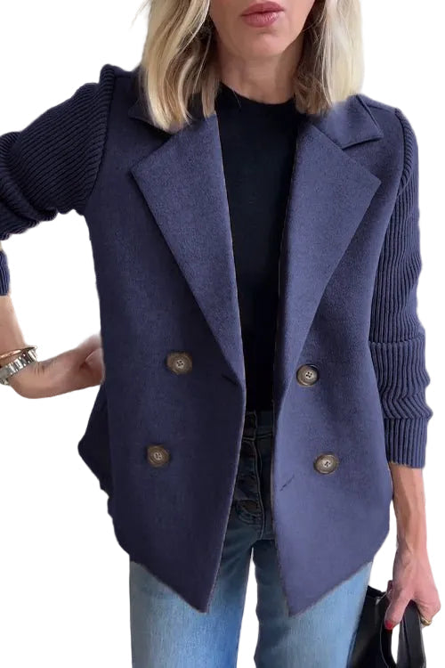 Amora - Κομψό Σακάκι με Πλεκτά Μανίκια (Elegant Knit-Sleeve Blazer)