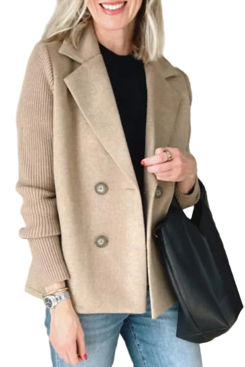 Amora - Κομψό Σακάκι με Πλεκτά Μανίκια (Elegant Knit-Sleeve Blazer)