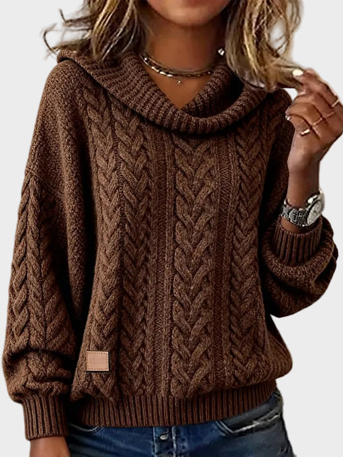 Leslie | Καφέ Oversized Πλεκτή Μπλούζα (Plain Knit)