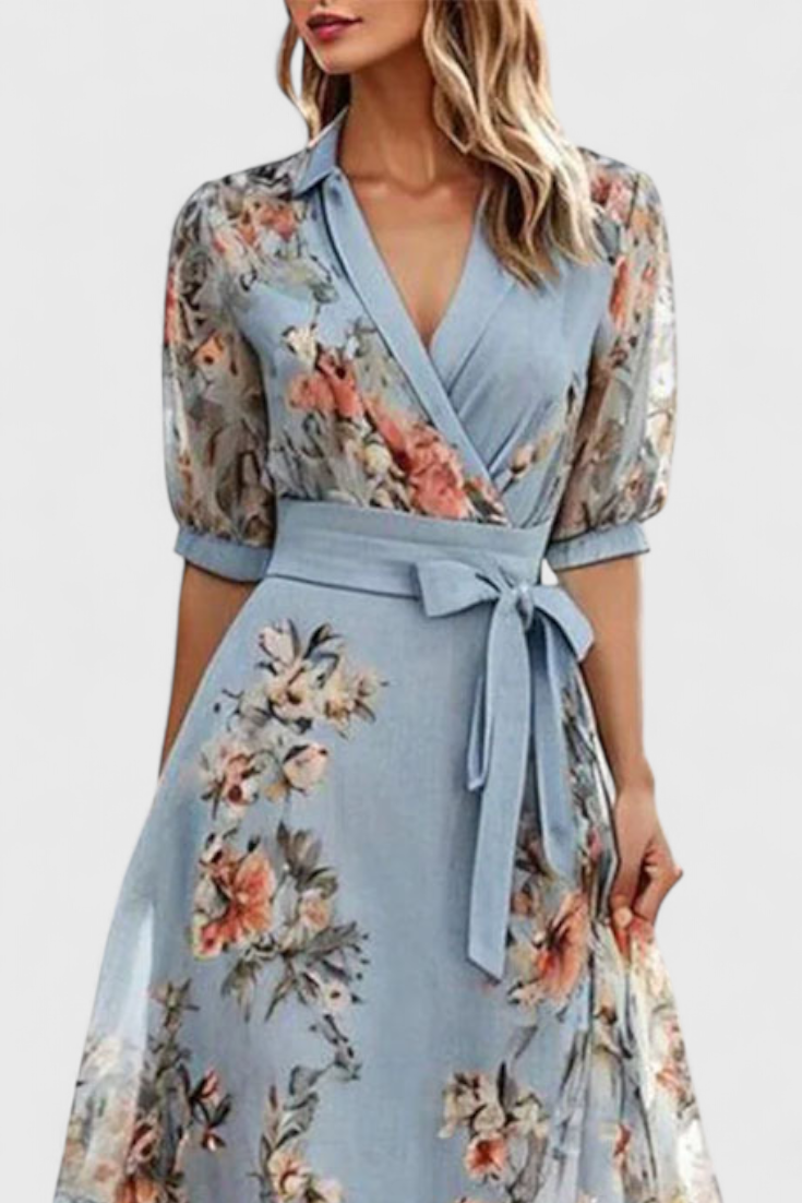Arlet Φόρεμα Floral Midi με Λαιμόκοψη V