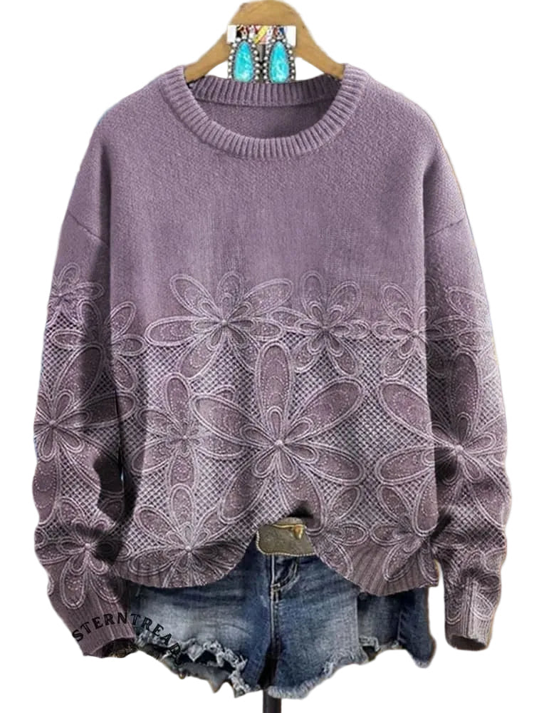 Ananya - Vintage Floral Art Print Casual Φούτερ (Vintage Floral Art Print Casual Sweatshirt)
