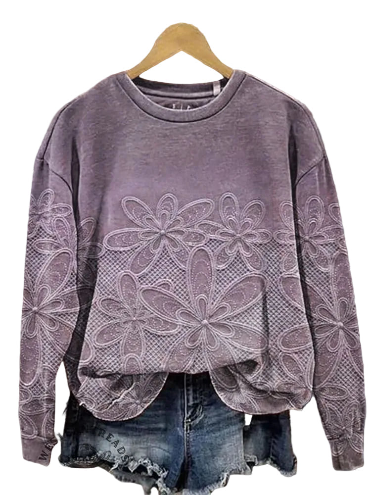 Ananya - Vintage Floral Art Print Casual Φούτερ (Vintage Floral Art Print Casual Sweatshirt)