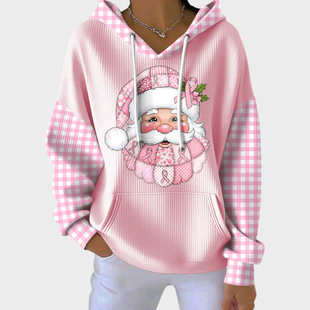 Agnes | Γυναικείο Hoodie με Τύπωμα Άγιου Βασίλη για την Ευαισθητοποίηση για τον Καρκίνο του Μαστού