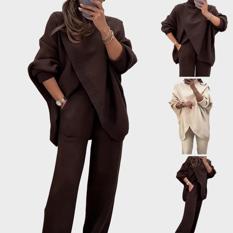 Ella - Γυναικείο Σετ 2 Τεμαχίων Oversized Πουλόβερ & Παντελόνι (Women's 2-Piece Oversized Sweater & Pants Set)